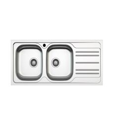 ELBA Sink Overmount 2 Bowl 1 Drain Steel 116CM
