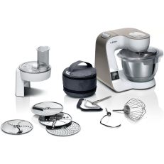 BOSCH Kitchen Machine Serie 4 3.9 Litre Bowl 1000W Stand Mixer Integrated Scale Champagne