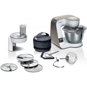 BOSCH Kitchen Machine Serie 4 3.9 Litre Bowl 1000W Stand Mixer Integrated Scale Champagne