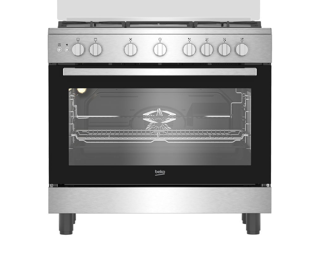 BEKO Cooker Freestanding Gas Burners 5 Stainless Steel 90cm (BGGR11127GX)