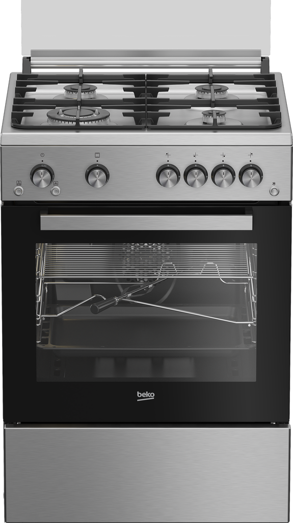 BEKO Cooker Freestanding 4 Gas Burners Steel 60cm (FSHT61121DXL)
