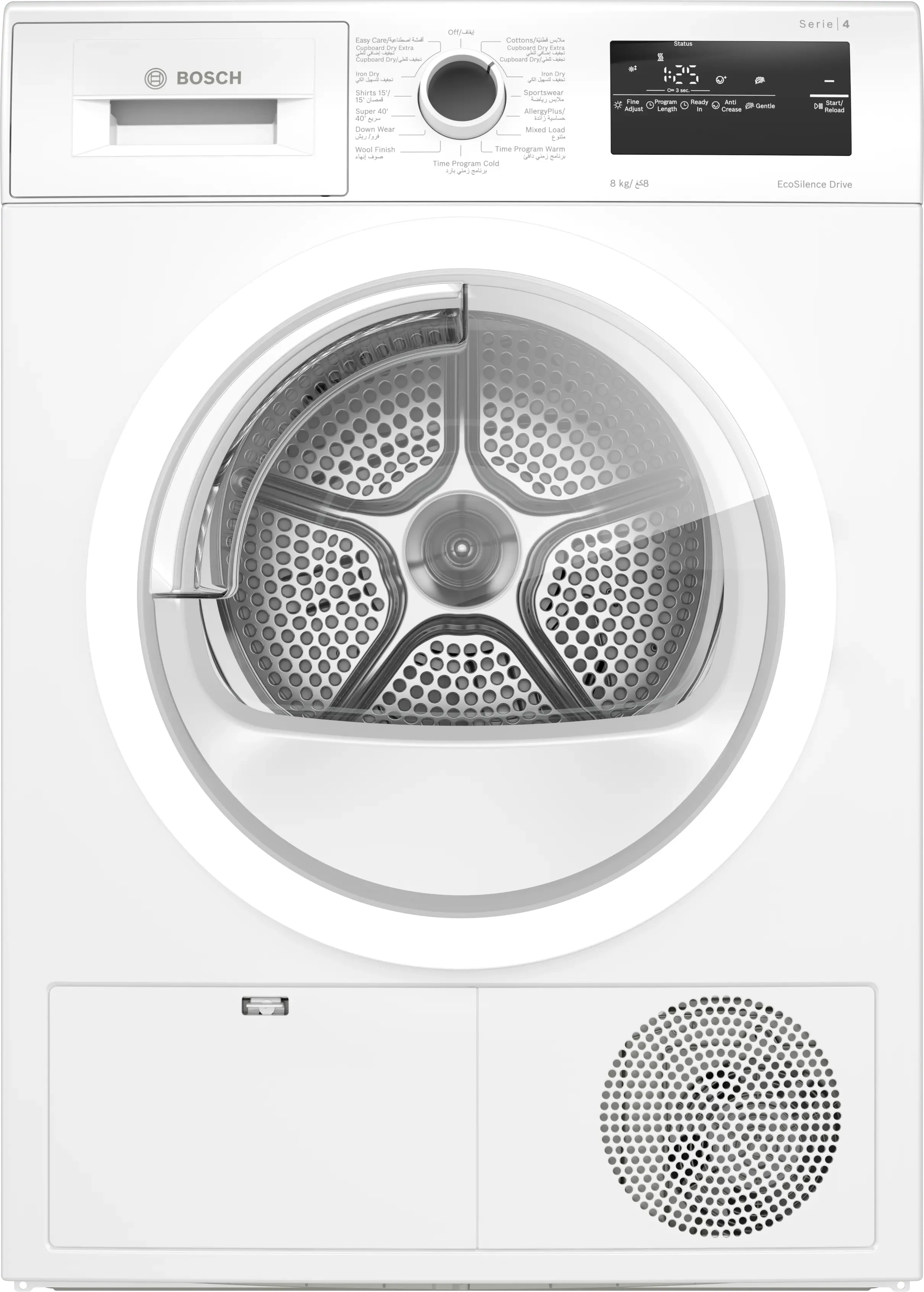 BOSCH Dryer Series 4 Condenser Sensitive Drying System White 8KG (WTN86201GC)