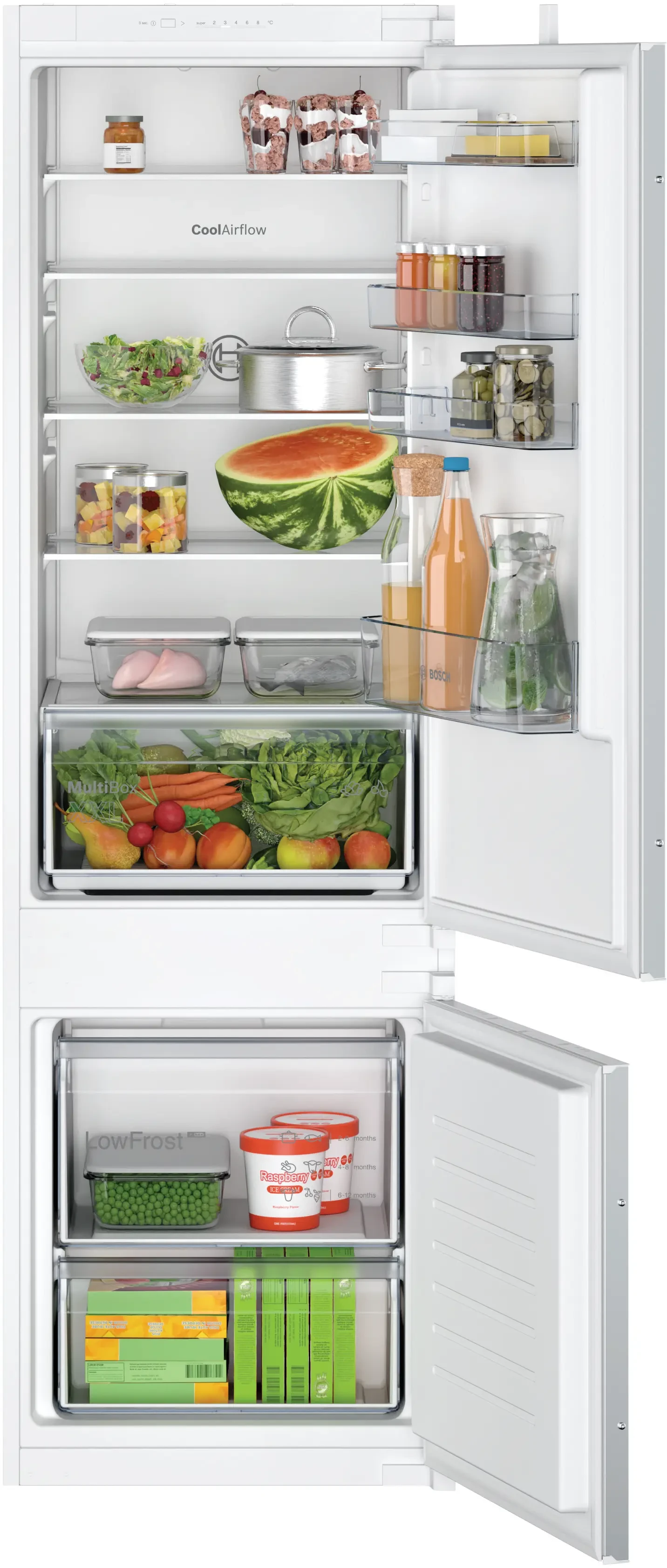 بوش ثلاجة مدمجة بفريزر سفلي Series 2 270 لتر بدون ثلج 60 سم (KIV87NSE0M)