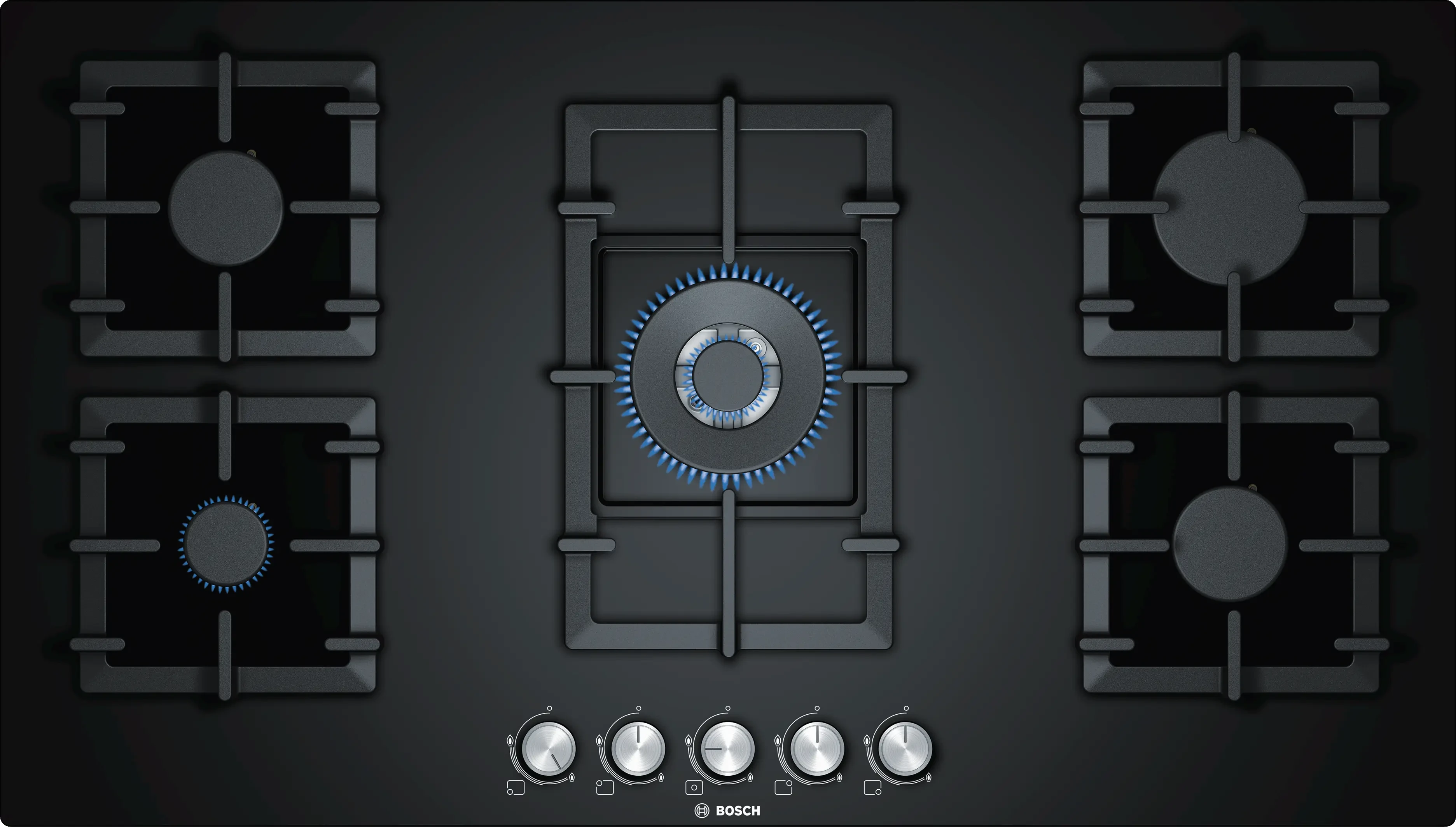 BOSCH Hob Built-In Gas Cast Iron Ceramic Glass 90cm (PPQ9B6O90M)