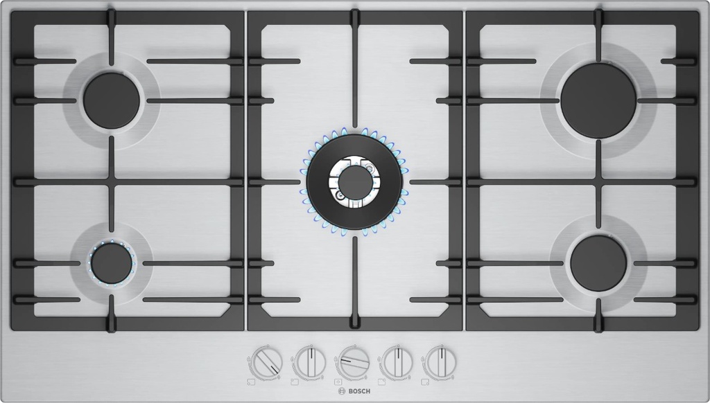 BOSCH Series 6, gas hob, 90 cm, Stainless steel (PCQ9B5I90M)