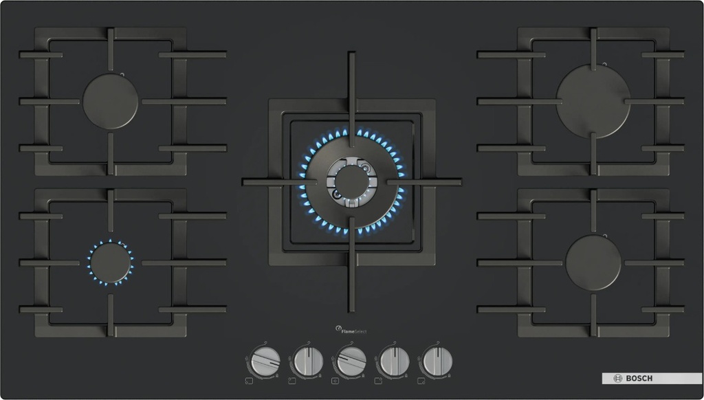 BOSCH Series 6 Built-In Gas Hob Tempered Glass Black 90CM (PPQ9B6I40M)