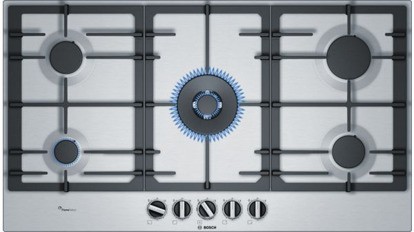 BOSCH Series 6 Gas Hob Built-In Cast Iron Steel 90CM (PCR9A5I90M)