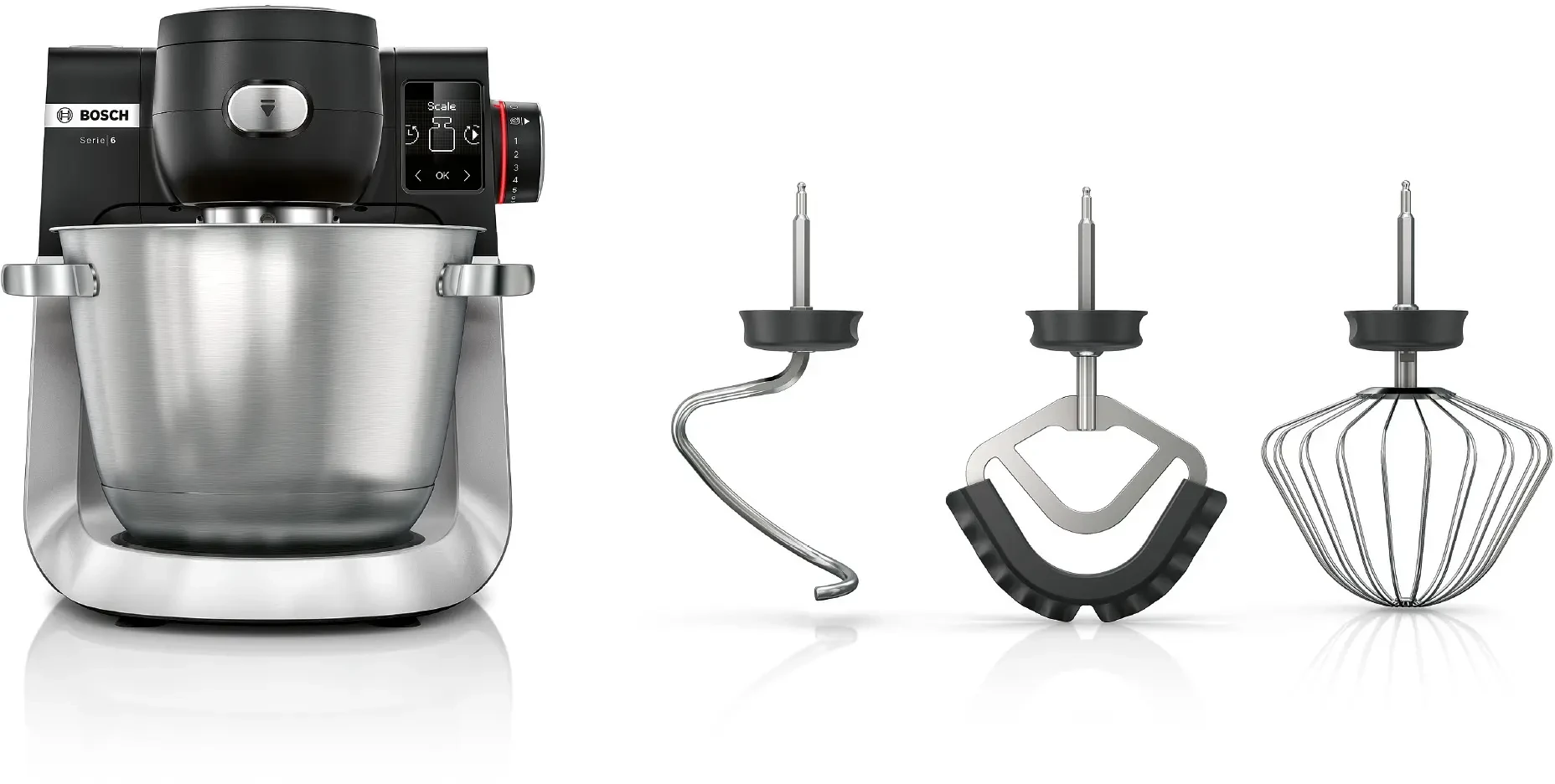 BOSCH Kitchen Machine Series 6 Stand Mixer With Sensing Technology & Integrated Scale Black/Silver 1600W (MUMS6ZM00G)