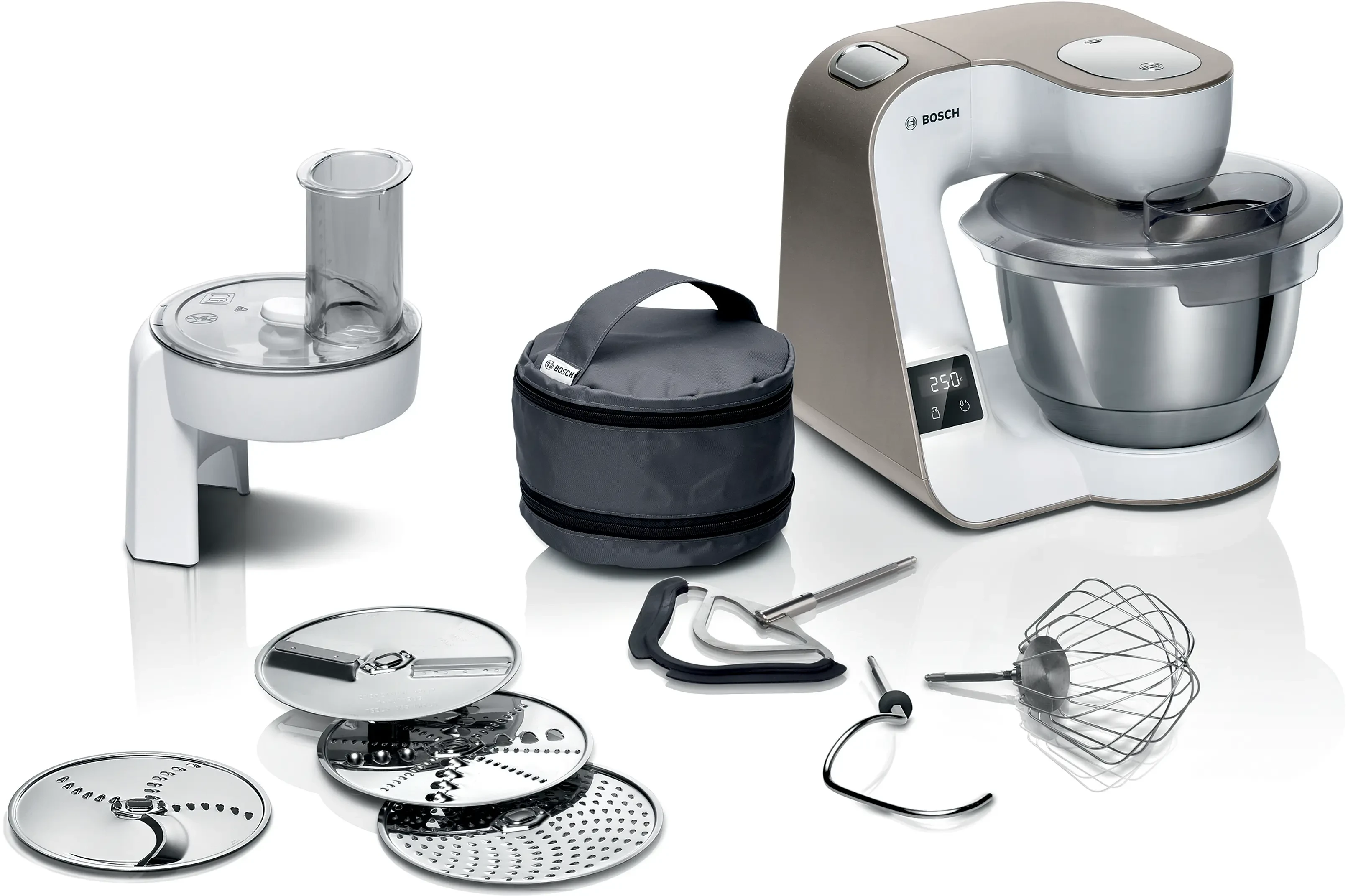 [MUM5XW10GB] BOSCH Kitchen Machine Serie 4 3.9 Litre Bowl 1000W Stand Mixer With Integrated Scales Champagne (MUM5XW10GB)