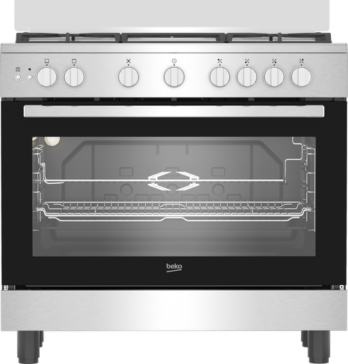 [BGG11125GXU] BEKO Cooker Freestanding Gas Cast Iron Stainless Steel 90CM (BGG11125GXU)
