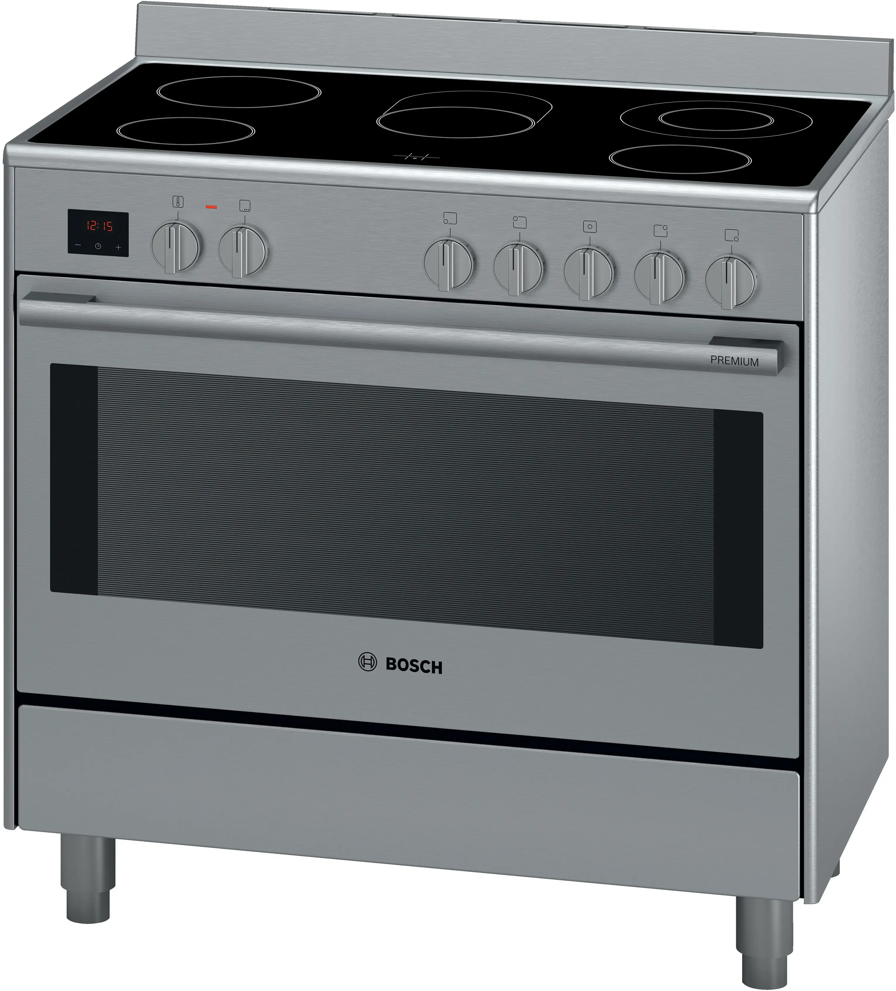 [HCB738357M] BOSCH Cooker Freestanding 5 Ceramic Electric Steel 90CM (HCB738357M)